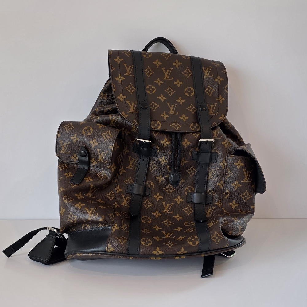 Louis Vuitton Christopher mm Backpack Monogram Macassar Canvas w/ Authentic Cert